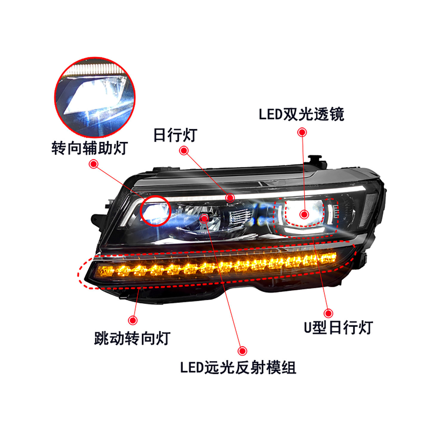 Tiguan L Volkswagen LED Headlight Assembly 2017-2019 view 2