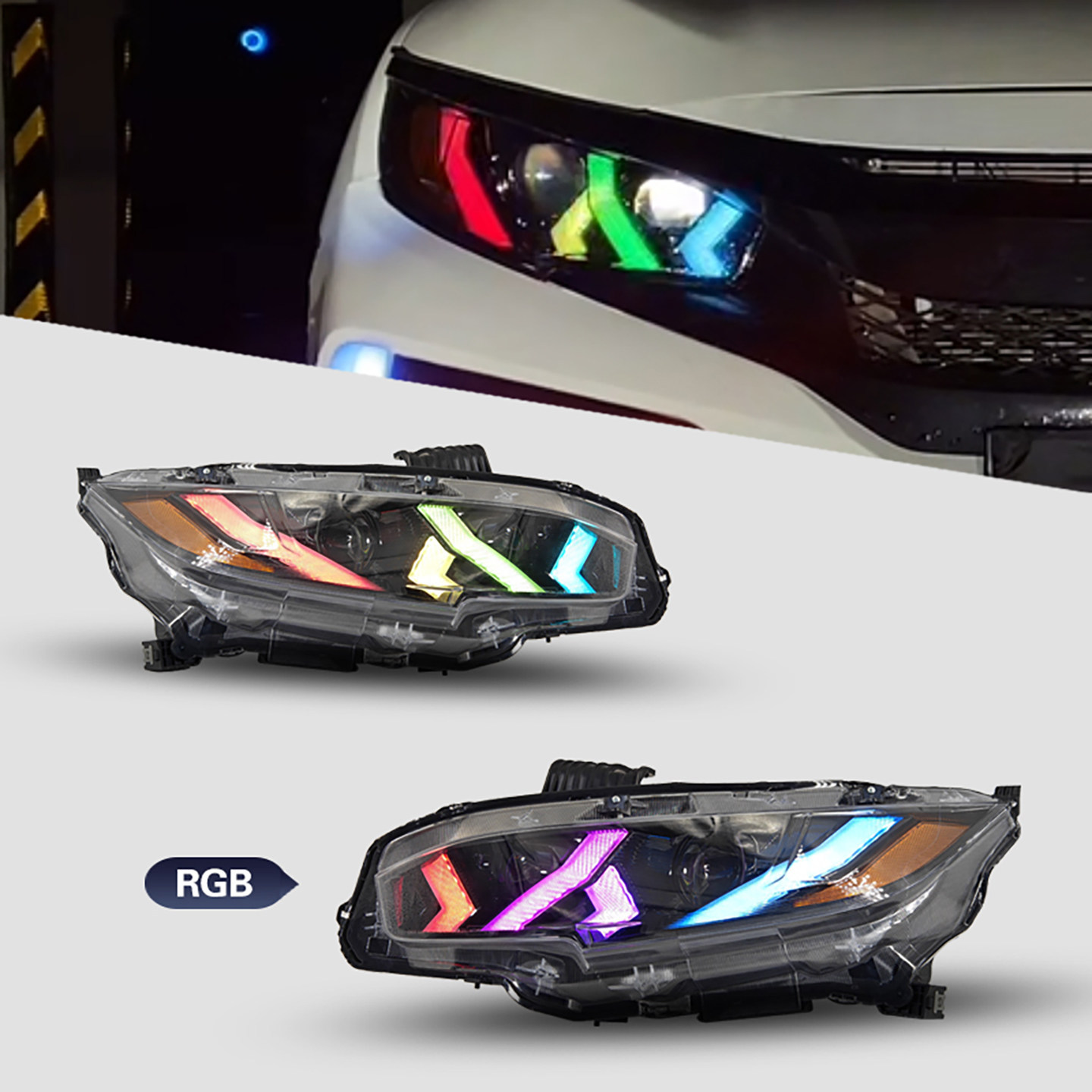 Honda 10th generation Civic LED headlight 2016-2021 view 2